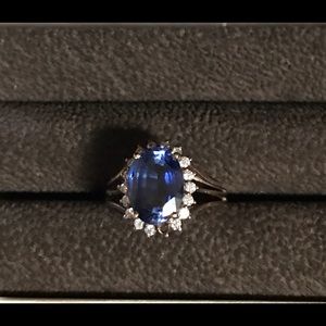 14k Solid Rose Gold 4.6 carat Tanzanite and Diamond Ring